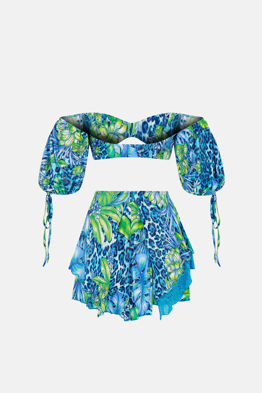 BONITA MINI SKIRT / GREEN TROPICAL PATTERN