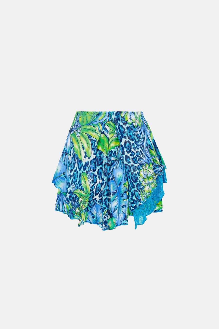 BONITA MINI SKIRT / GREEN TROPICAL PATTERN